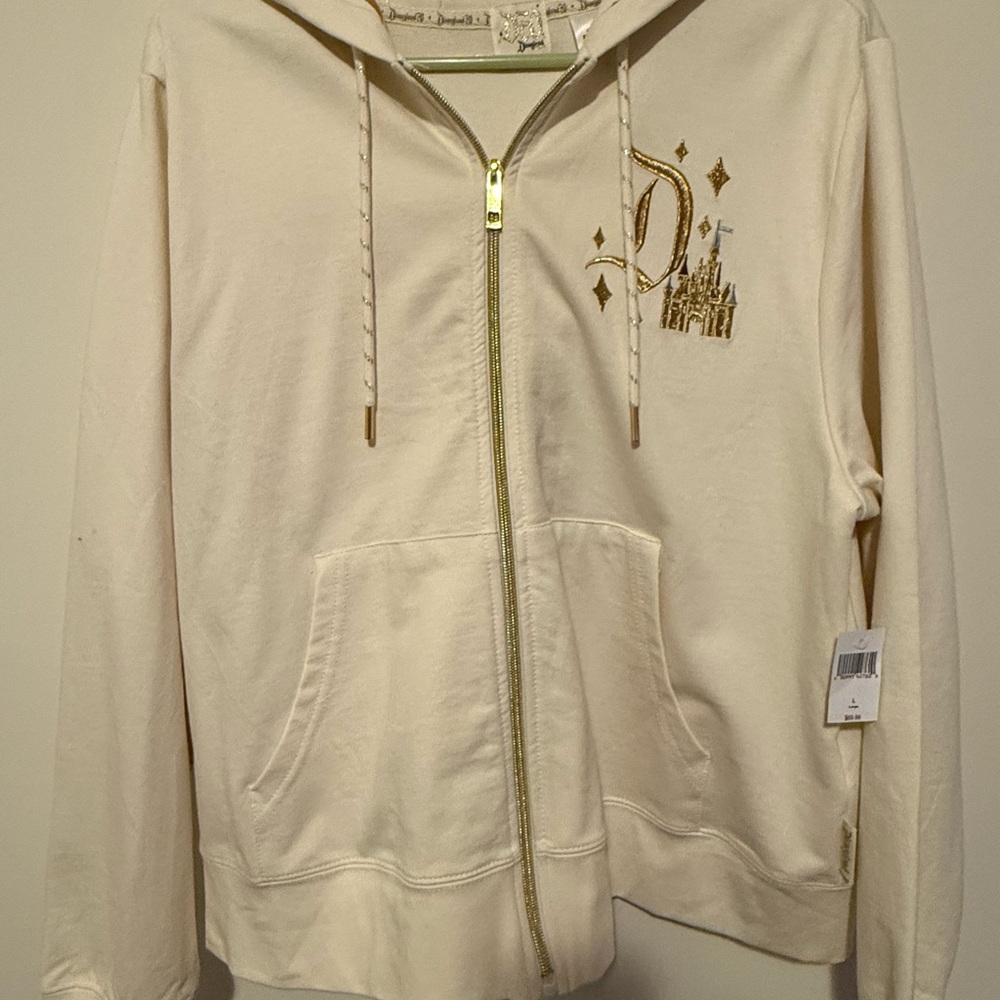 Disneyland 70th Cream Zip up with Gold Accents